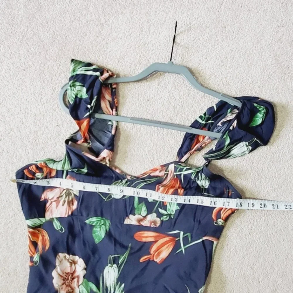 Revolve ASTR Florentina Tropical Printed Maxi Cottage Beach Dress L - Picture 7 of 8